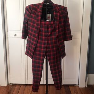red plaid suit pants